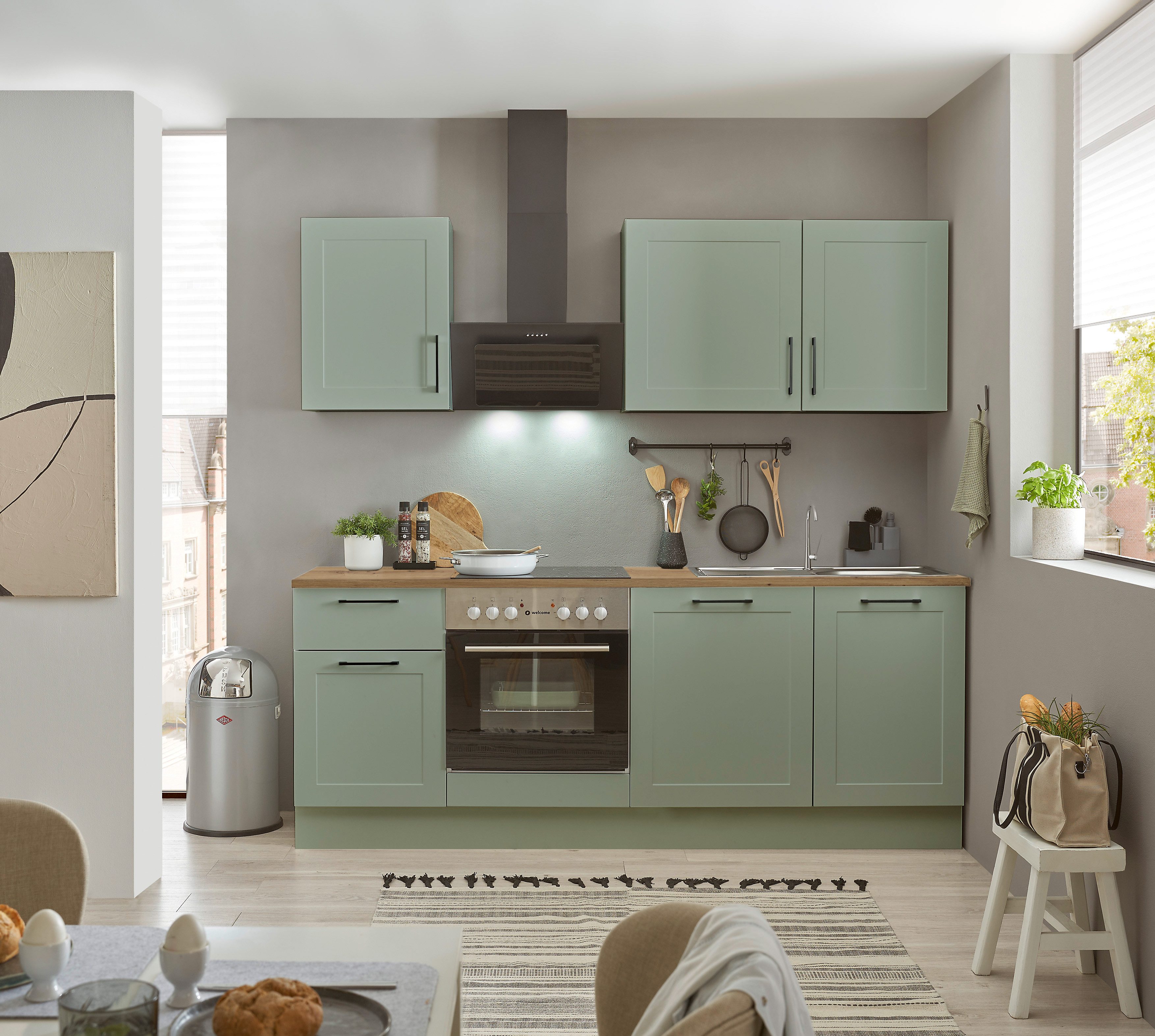 BASIC by Balculina Küchenzeile Marsi, Breite 220 cm, wahlweise mit E-Geräten, mit Soft-Close-Funktion