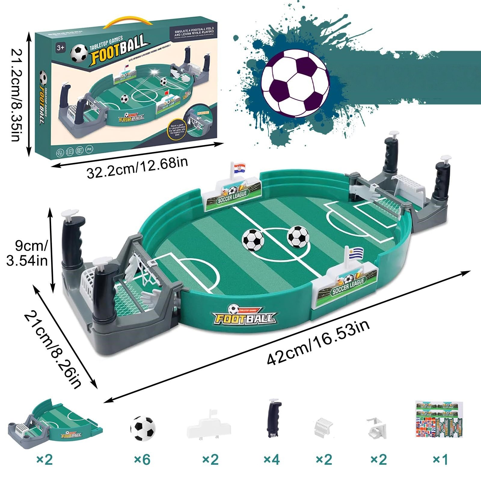 FOUORTUNATE-BEE Spielball Interaktives Tischfußball Spiel für Kinder mit 6 Bällen (Mini Tischfußball Set für Jungen – Familienspiel als Geschenk)