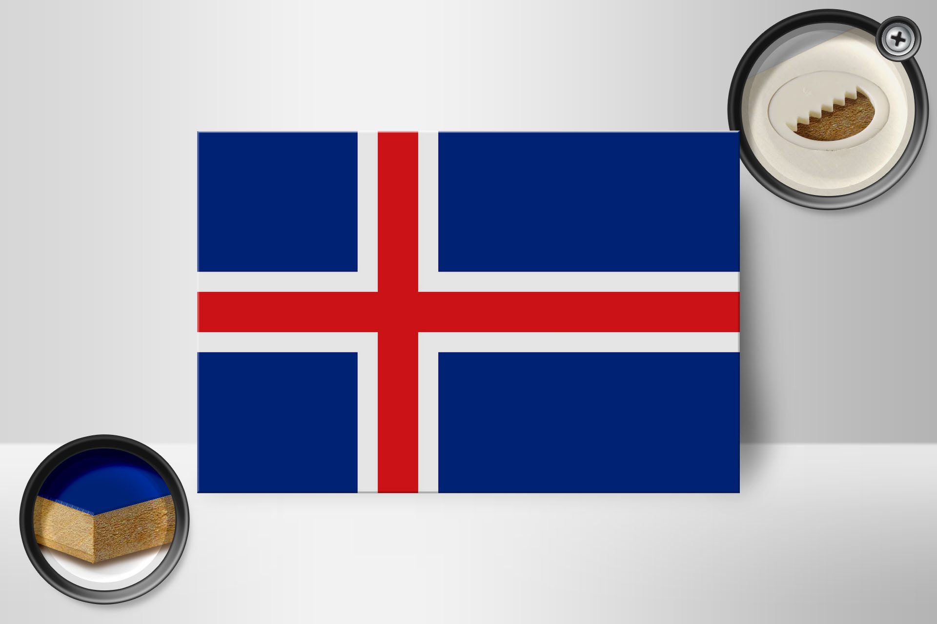 Femer GmbH Holzbild Flagge Islands 18x12 cm Flag of Iceland, Flaggen (1 St), Glatte Holzfaserplatte (MDF), vorn beschichtet