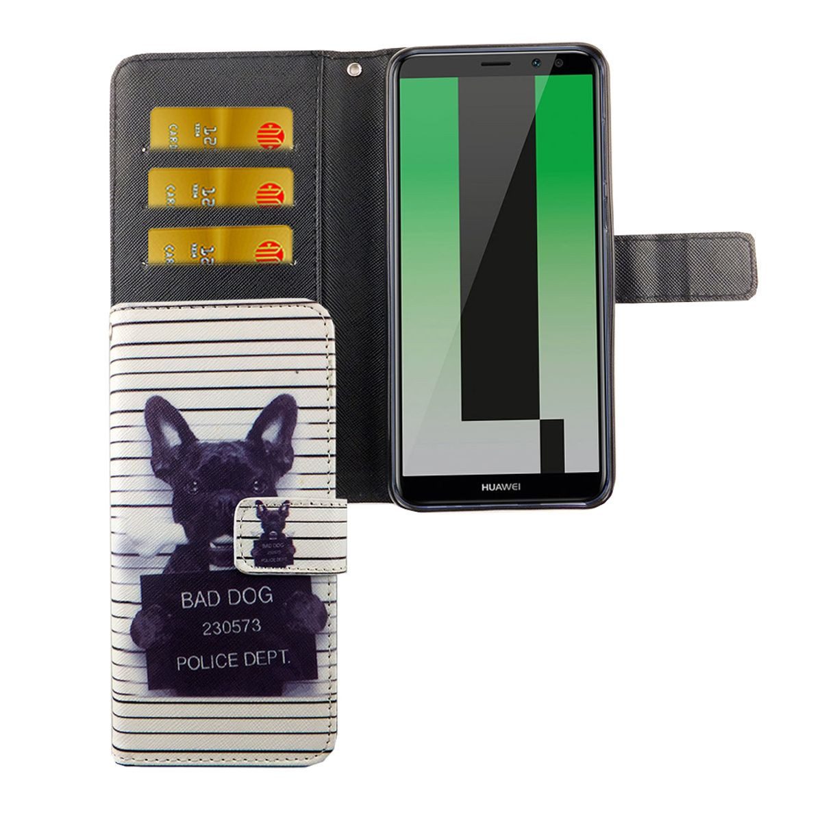 König Design Handyhülle Huawei Mate 10 Lite, Huawei Mate 10 Lite Handyhülle Bookcover Weiß