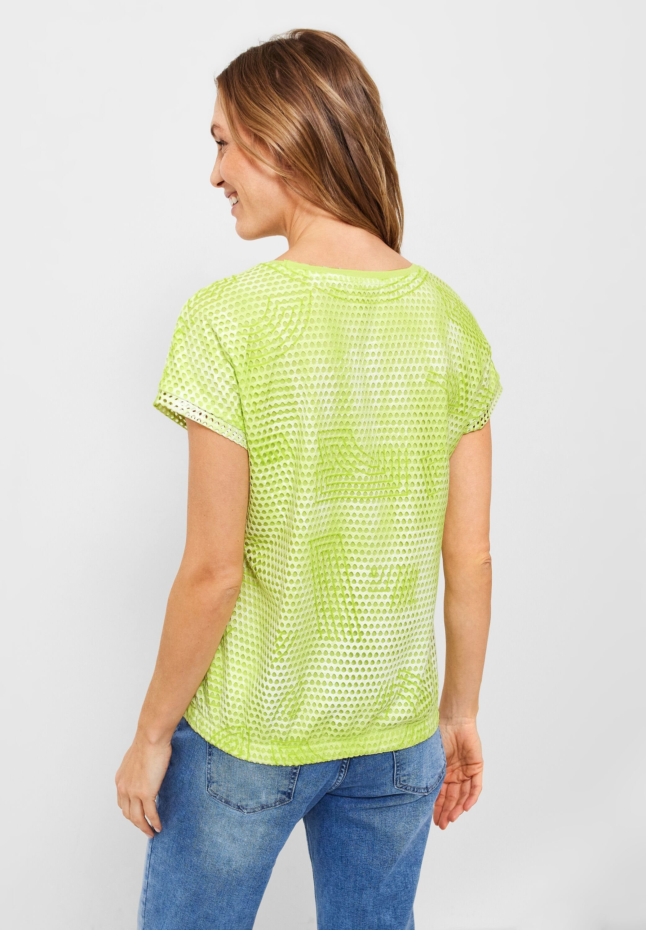 Cecil T-Shirt Rundhalsausschnitt limelight yellow mit