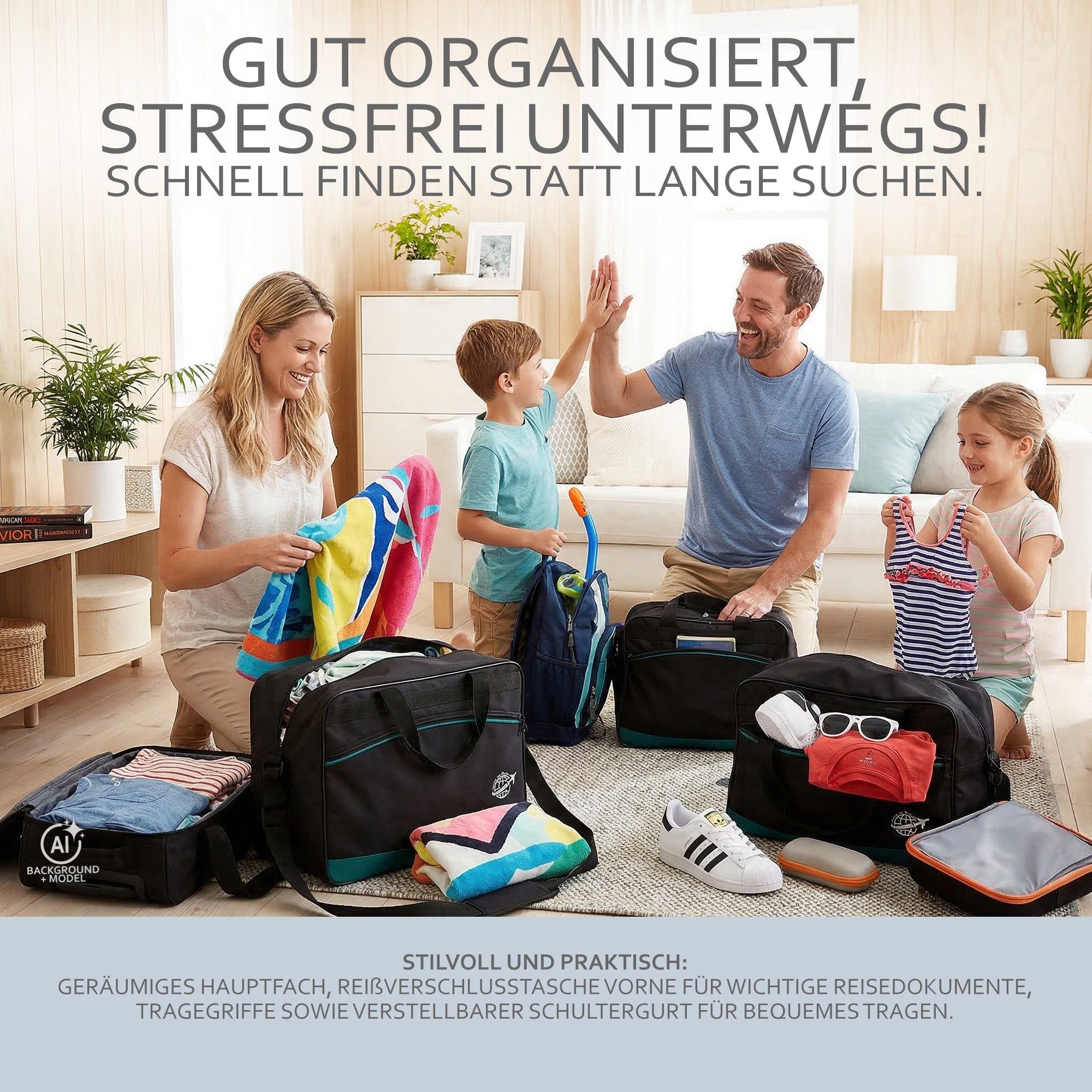 BambiniWelt by Rafael K. Reisetasche Handgepäck Boardgepäck Bordcase 40x20x25 40x30x20 Ryanair Wizzair (M1), wasserabweisend