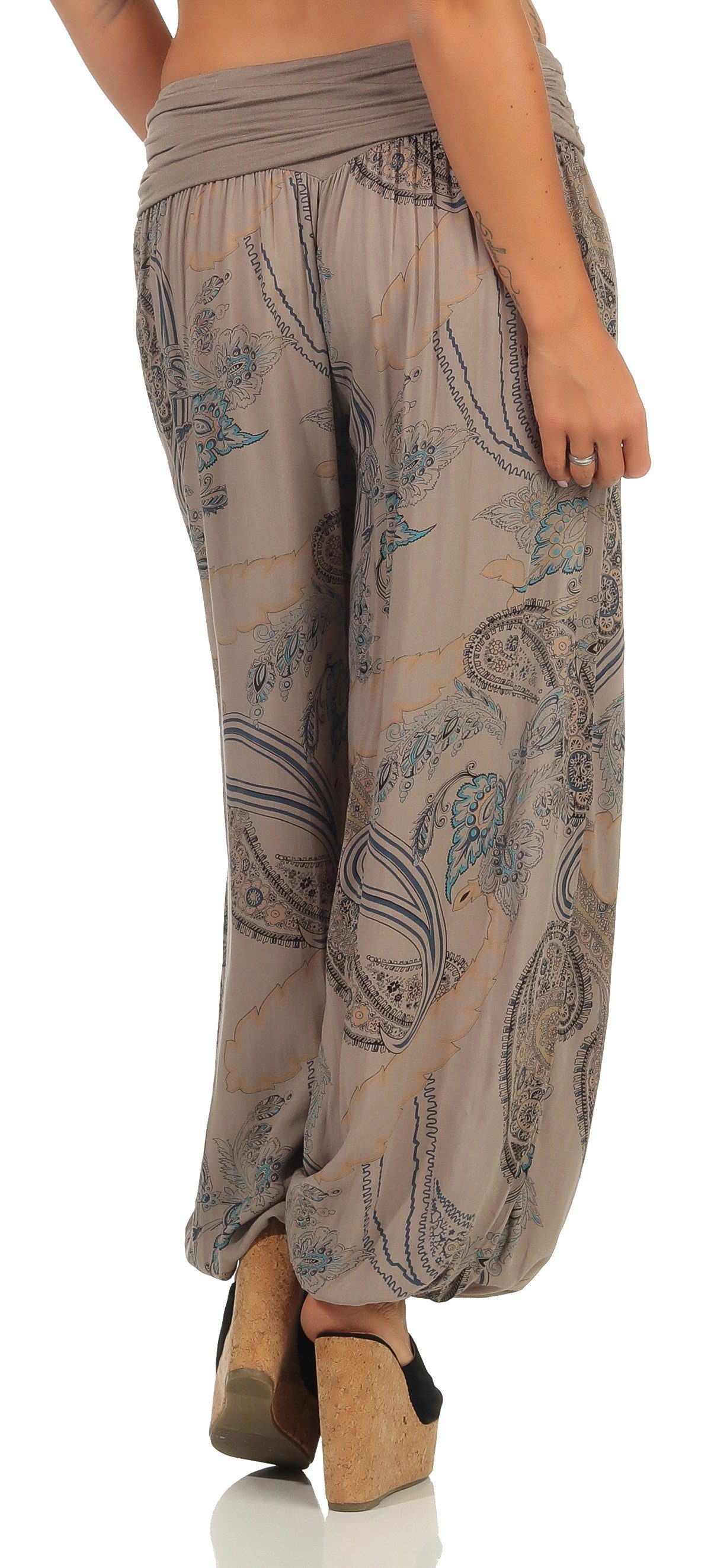 malito more than fashion Haremshose malito Damen Aladinhose mit Print, Haremshose zum Tanzen, Pumphose Pluderhose mit All-Over-Print