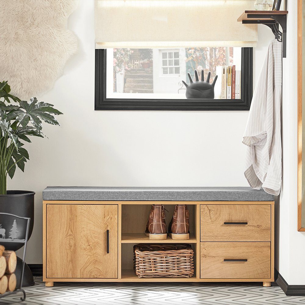 SoBuy Schuhbank mit 2 Schubladen und 4 Fächern MDF PB Natur FSR148-N günstig online kaufen