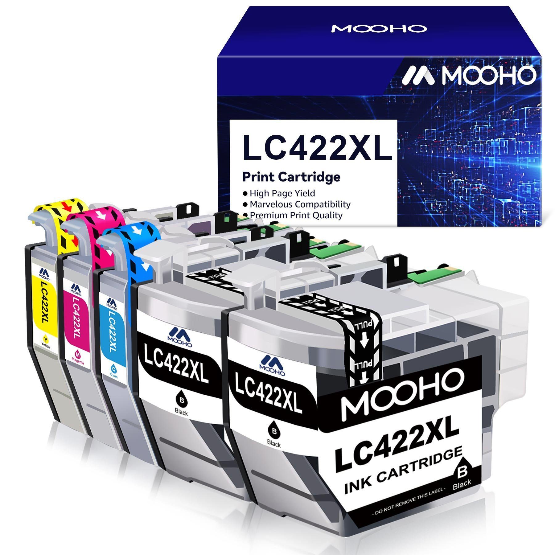 MOOHO 5x ersetzt für Brother LC 422 XL LC 422XL Druckerpatrone Tintenpatrone (Brother MFC-J 5340 DW MFC-J 5340 DWE Ecopro MFC-J 6940 DW MFC-J 5345 DW, MFC-J 5740 DW MFC-J 6540 DW MFC-J 6540 DWE MEC-J 6590 DW)