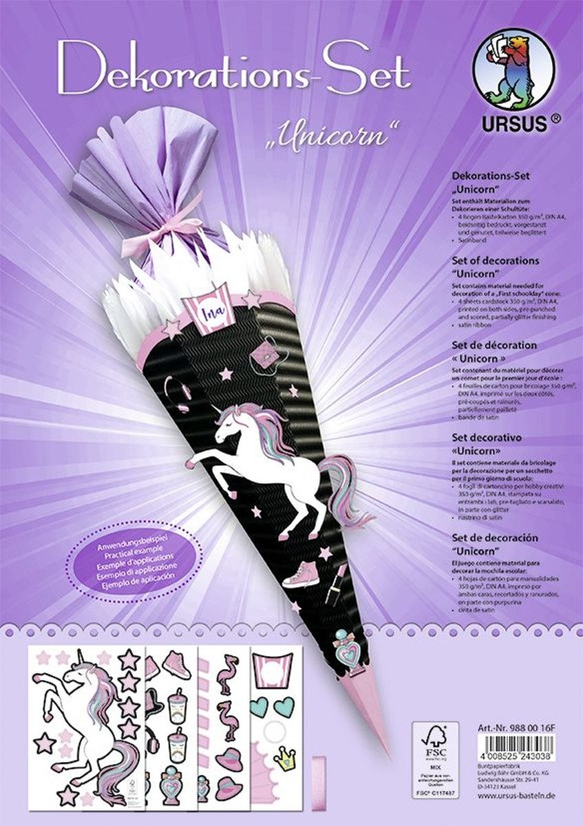 Ursus - Ludwig Bähr Schultüte Deko-Set für Schultüten easy line Unicorn