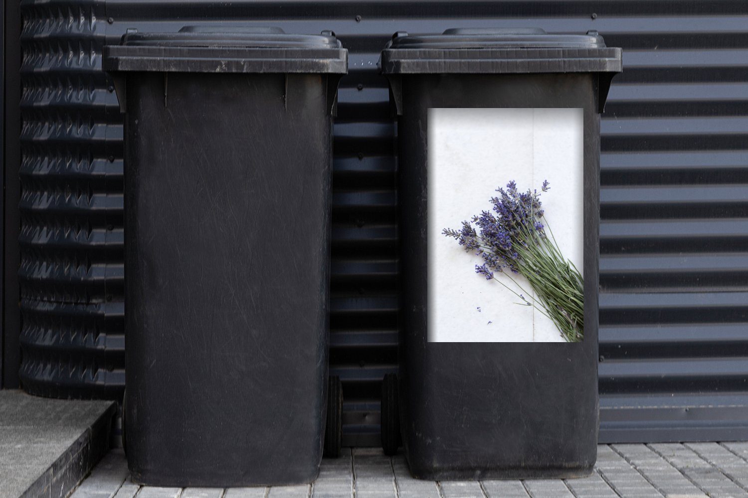 Mülltonne, Container, (1 Wandsticker Abfalbehälter Geernteter MuchoWow Sticker, Marmor Lavendel medizinischer Mülleimer-aufkleber, St), auf