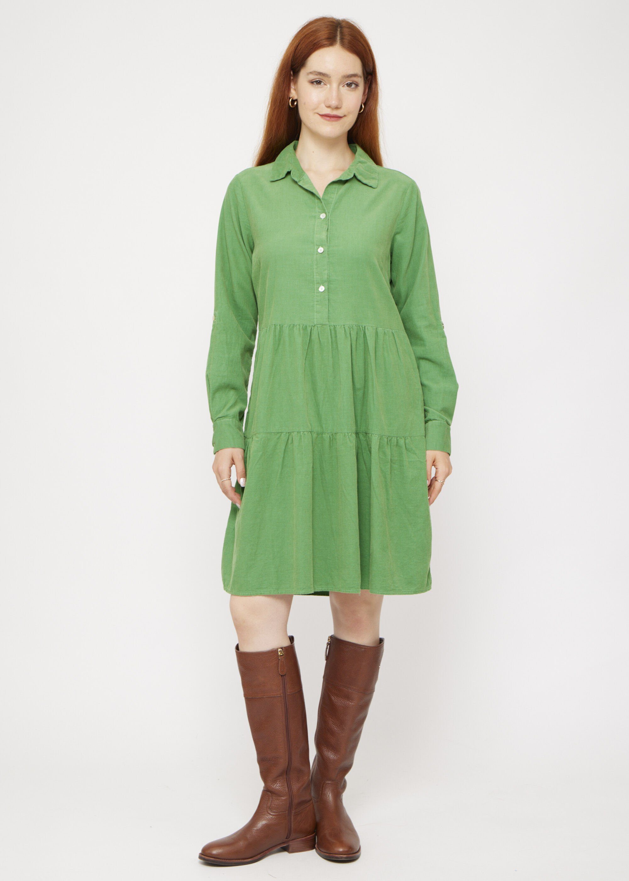 VICCI Germany A-Linien-Kleid aus angenehm weichem Cord Grün