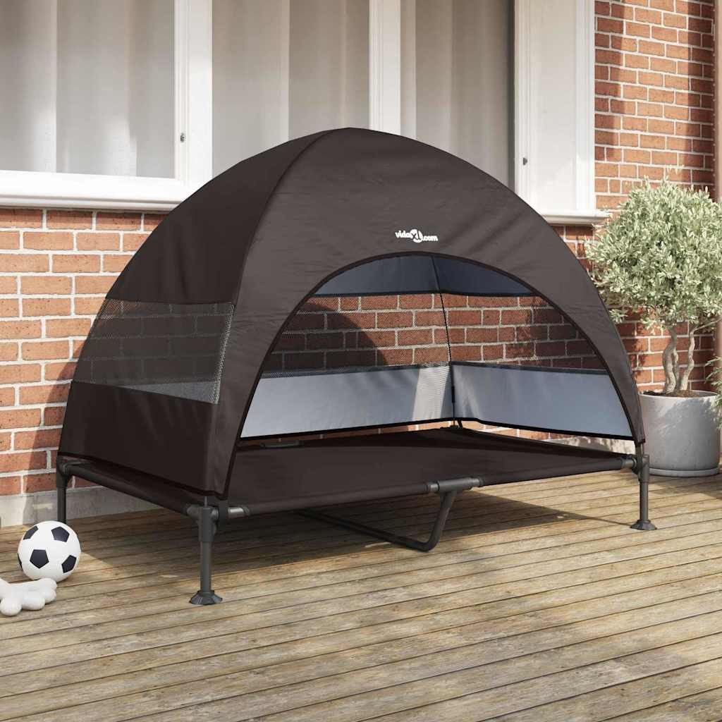 vidaXL Hundebett, Hochgelegtes Hundebett Braun 127 x 81 x 108 cm Stoff und Stahl