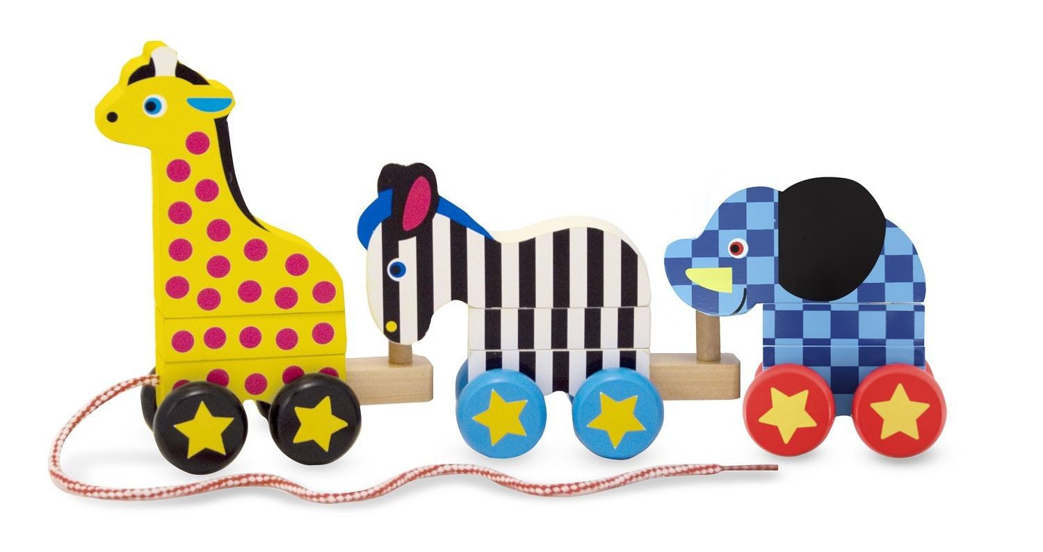 Melissa & Doug Nachziehtier Zootiere zum Ziehen aus Holz zum Ziehen und Stapeln