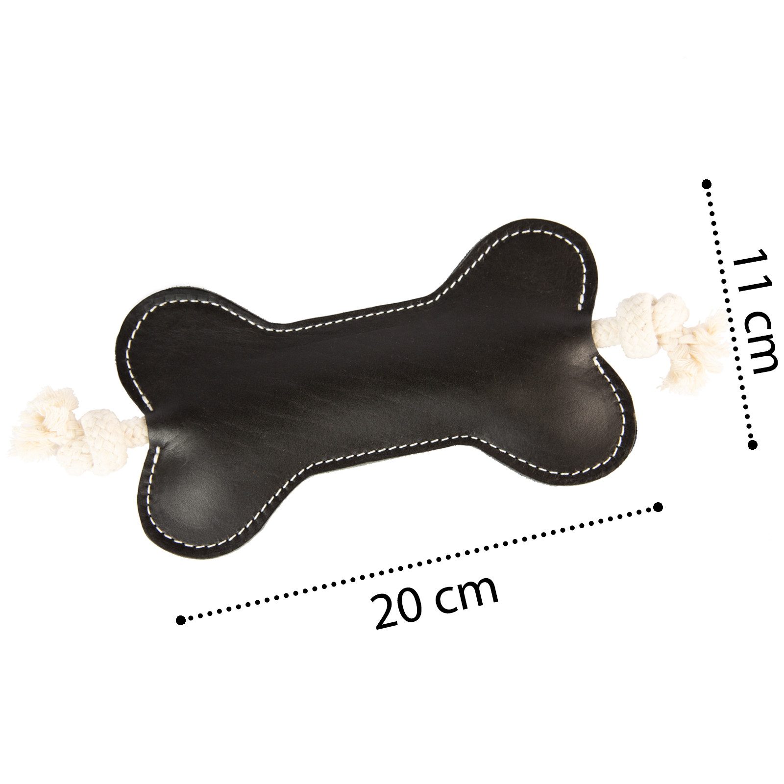 Spielknochen Leder-Knochen Schwarz ca. 20 x 11 cm