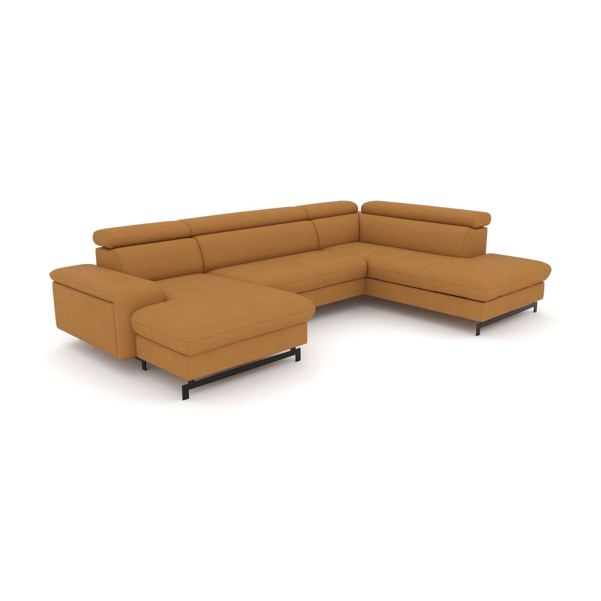 foamnova Wohnlandschaft U-Form Vaasa mit Schlaffunktion, B 328 cm, Auszug-Liegefläche 248 x 119 cm, Bettkasten & Kopfstützen