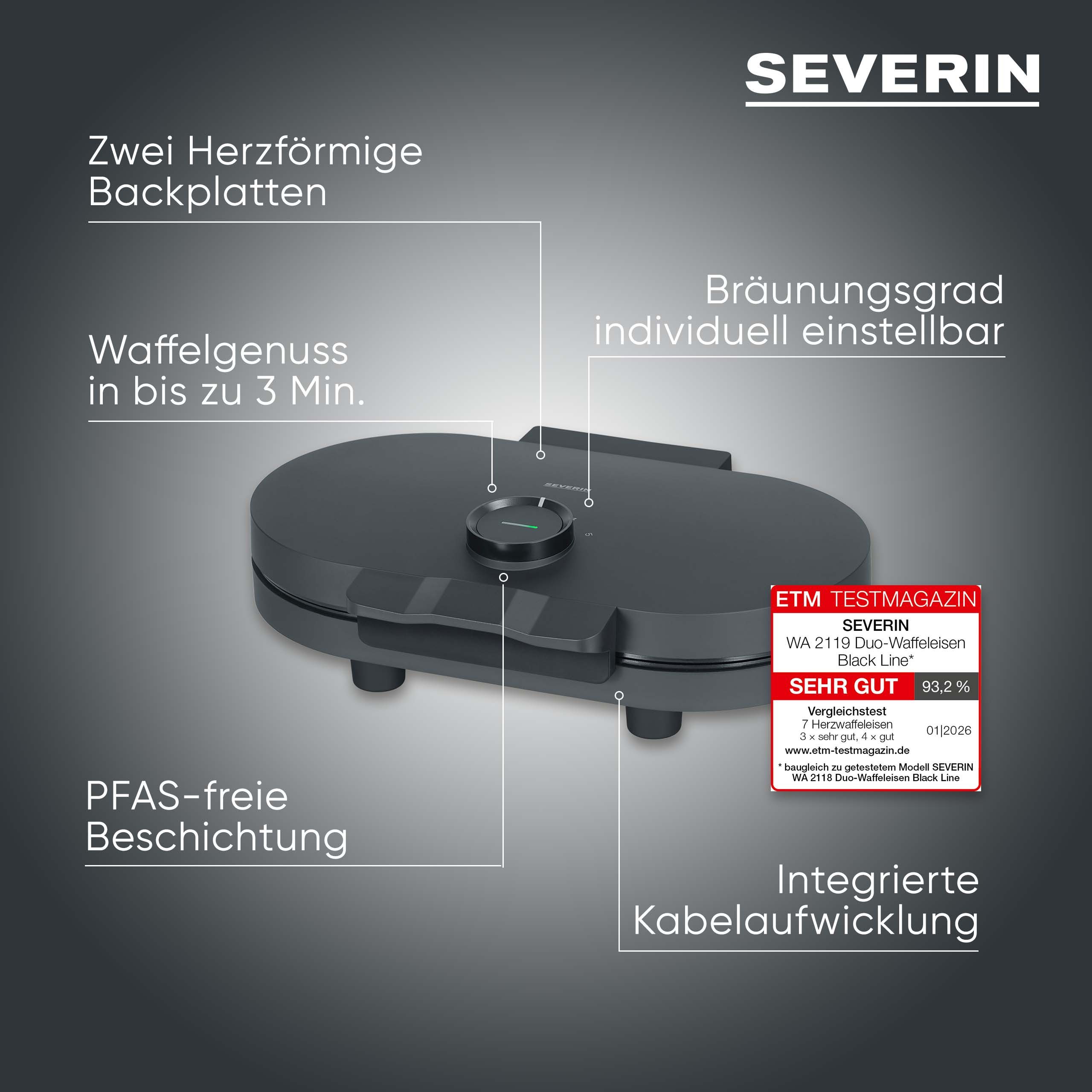 Severin Waffeleisen WA 2118, 1200 W