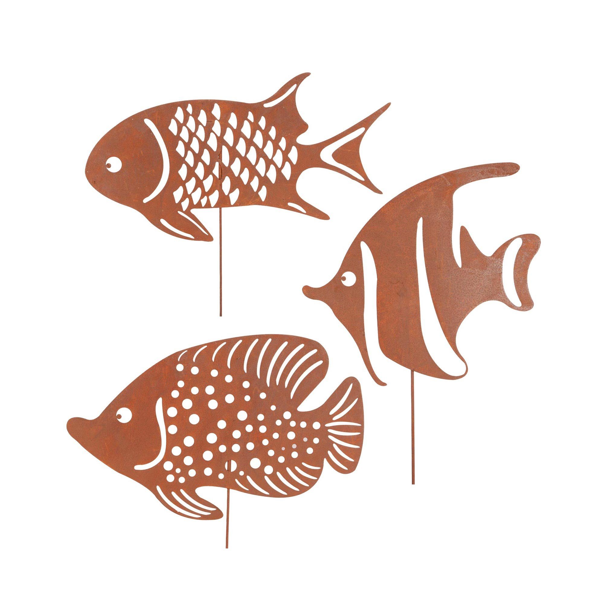 UNUS GARDEN Gartenstecker Roststecker Fische 3er günstig online kaufen