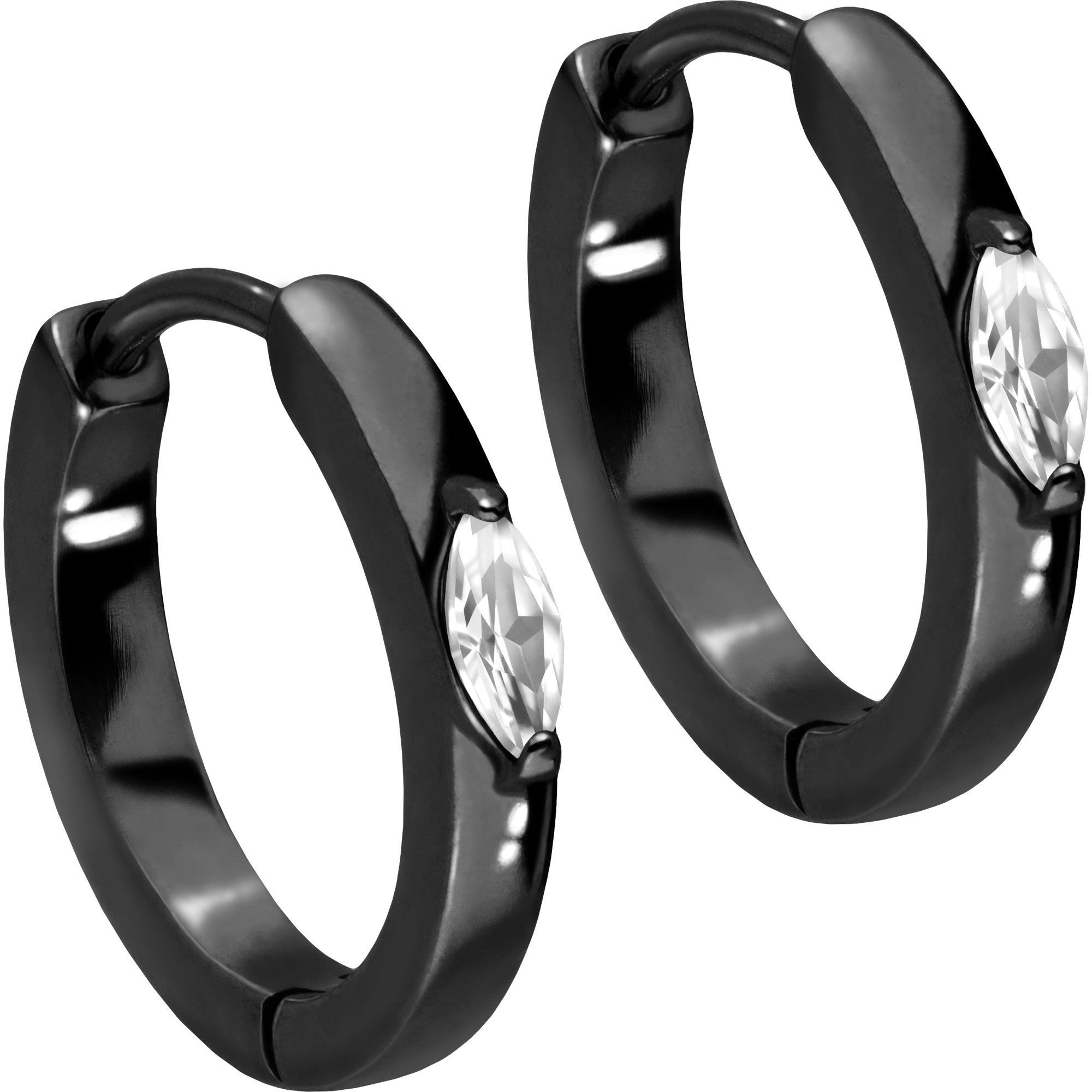 FILANGO Paar Creolen Chirurgenstahl Ohrclicker Creolen EINGEFASSTER KRISTALLTROPFEN (Creolen, 1-tlg)