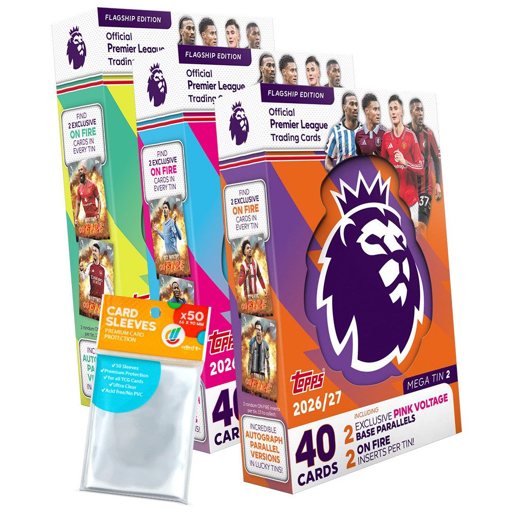 Topps Sammelkarte Premier League 2026/27 - Alle 3 verschiedenen Tin Boxen + Hüllen