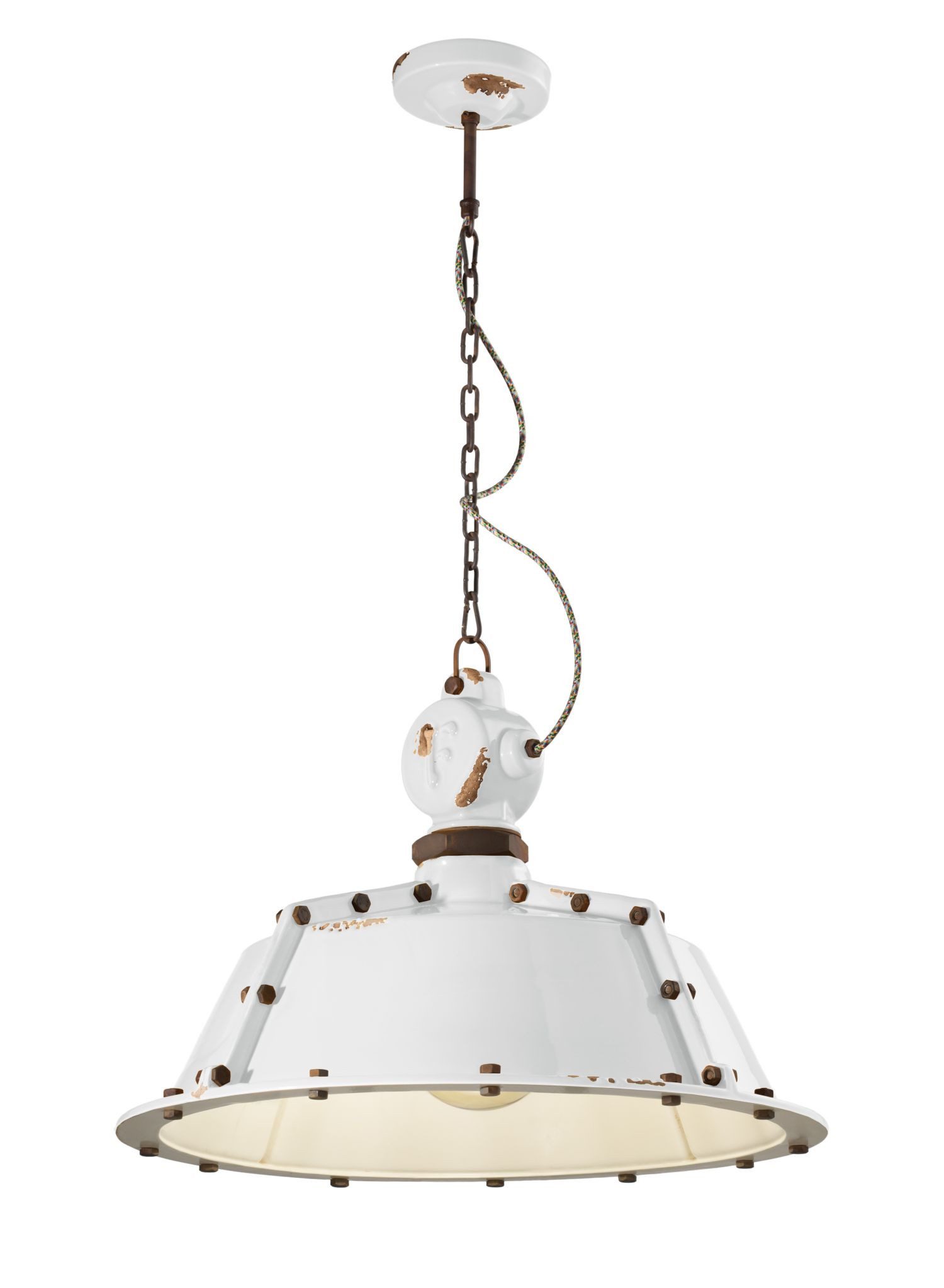 Licht-Erlebnisse Pendelleuchte MARIA, ohne Leuchtmittel, Keramik E27 H: max. 110 cm Weiß Shabby Antik Industrial Design
