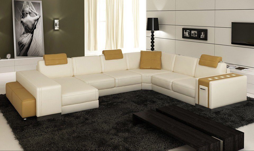 Big XX Ledersofa Couch Ecksofa JVmoebel Ecke Wohnlandschaft Sofa Ecksofa, Polster