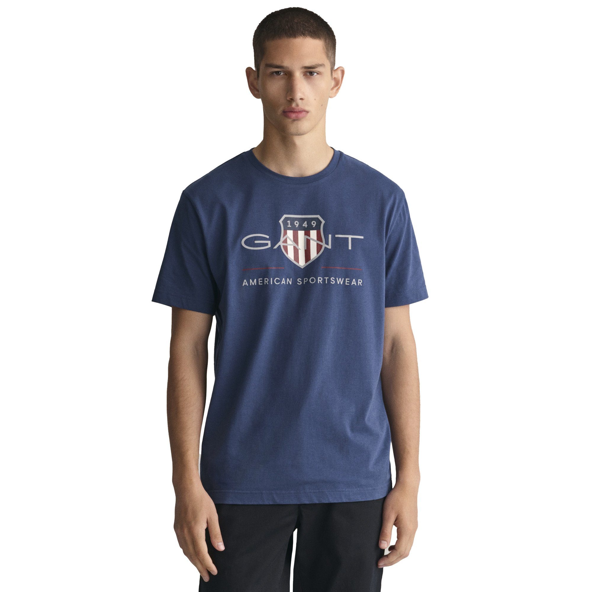 Gant T-Shirt Blue REGULAR SHIELD, (Dusty Blau ARCHIVE Rundhals Herren T-Shirt Sea) -