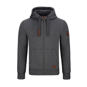 O'Poppy Jogginganzug Herren Lederpatch darkgrey (2-tlg), mit Kapuze, Eingriffstaschen und Lederpatches