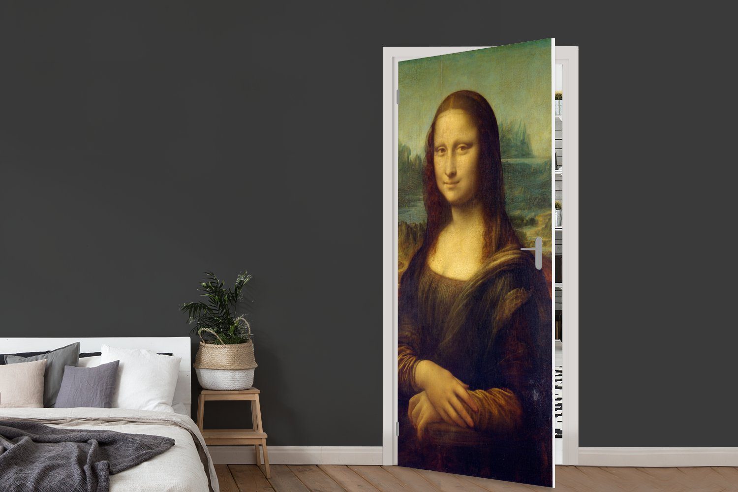 Türtapete Vinci, 75x205 St), Leonardo Lisa MuchoWow Türaufkleber, da Mona Matt, - Fototapete bedruckt, für Tür, (1 cm