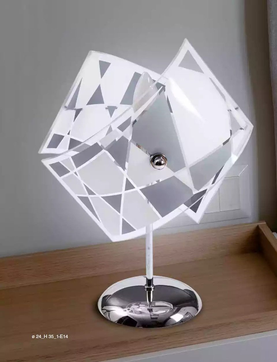 Xlmoebel Tischleuchte Elegante Tischlampe mit Kristall und grauem Design, Hergestellt in Europa