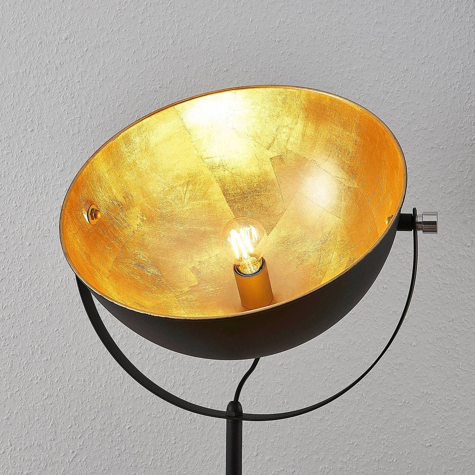 Lindby Stehlampe Muriel, Leuchtmittel nicht Schwarz, 1 Stehleuchte Modern, inklusive, flammig, Metall, gold, E27