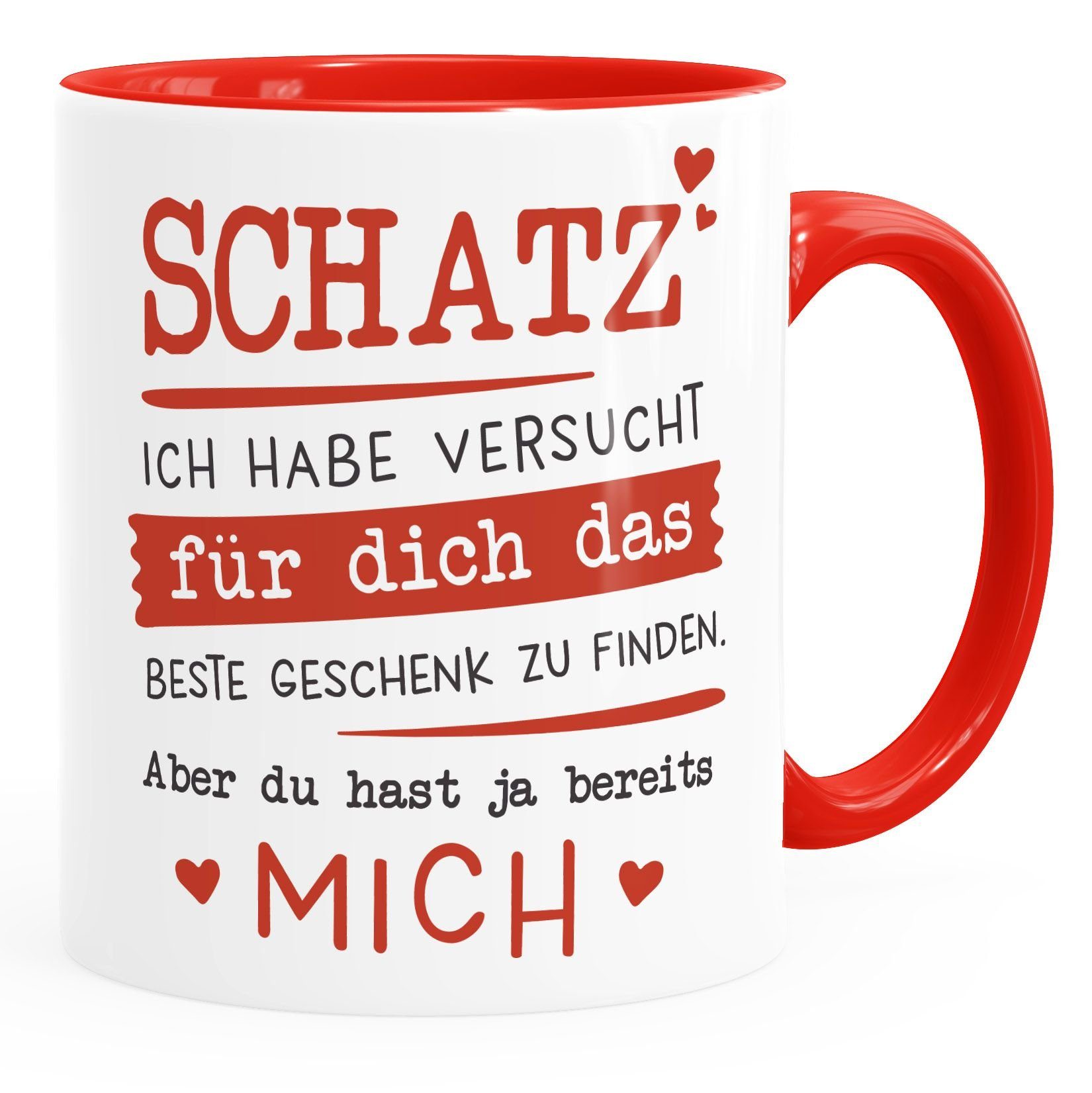 MoonWorks Tasse Kaffee-Tasse Schatz ich habe versucht für dich das beste Geschenk zu finden Geschenkidee Weihnachten Geburtstag Valentinstag Moonworks®, Keramik