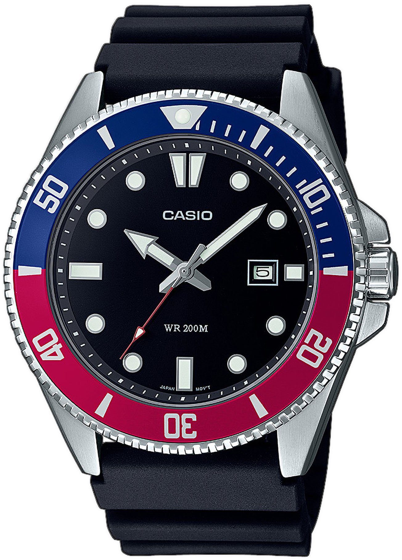 CASIO TIMELESS COLLECTION Quarzuhr MDV-107-1A3VEF, Armbanduhr, Herrenuhr,bis 20 bar wasserdicht, Datum, Resinarmband