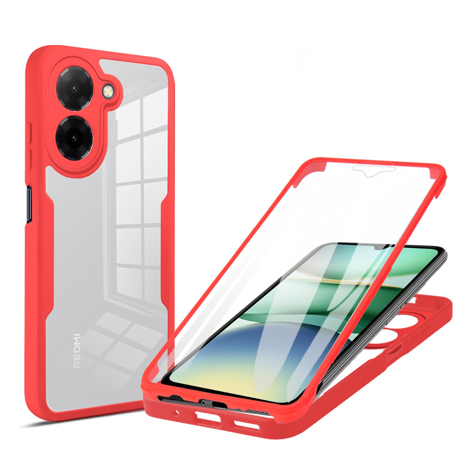betterfon Handyhülle für Xiaomi Redmi A5 2-teiliges 360° TPU Schutzcase, Vollschutz Case mit integriertem Displayschutz und klarer Sicht
