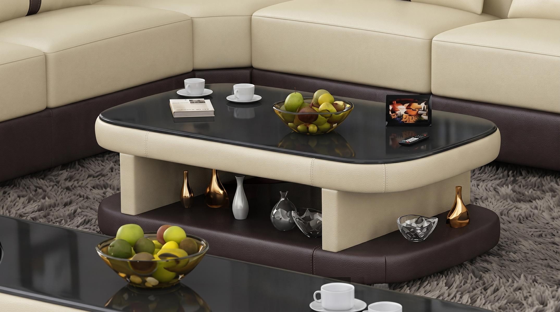 JVmoebel Couchtisch Couchtisch Modern Beige Schwarz Braun Hochglanz Elegant Wohnzimmer * (1-St), Made in Europa