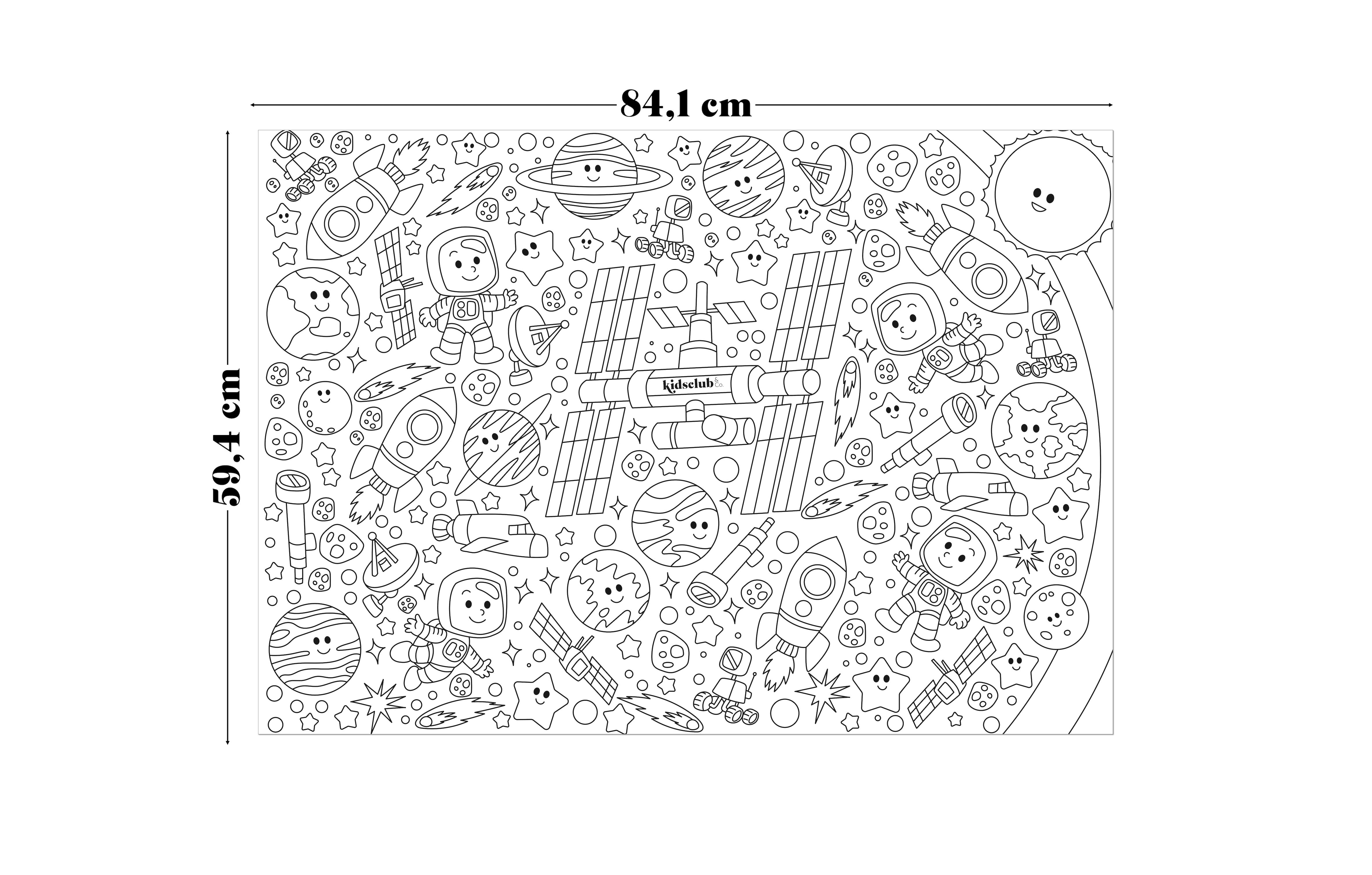 Kidsclub & Co. Malvorlage,  Ausmalposter "Space" - Malen & Kreativität für Kinder