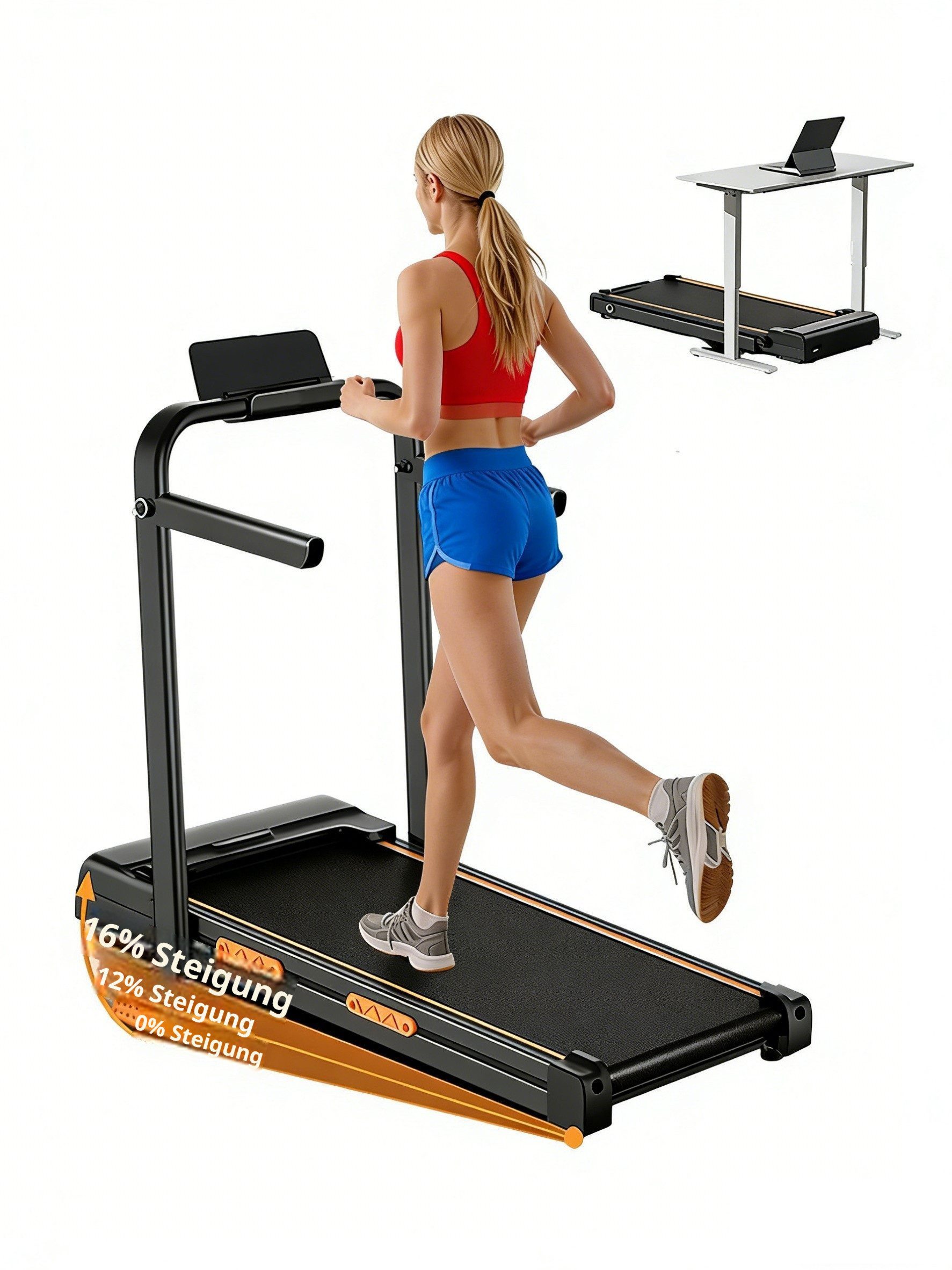 BAYMATE Laufband für Zuhause (12 voreingestellte Programme Für Zuhause, 150 kg Belastbarkeit), mit 16 % Steigung, 2,5-PS-Motor bis zu 10 km/h