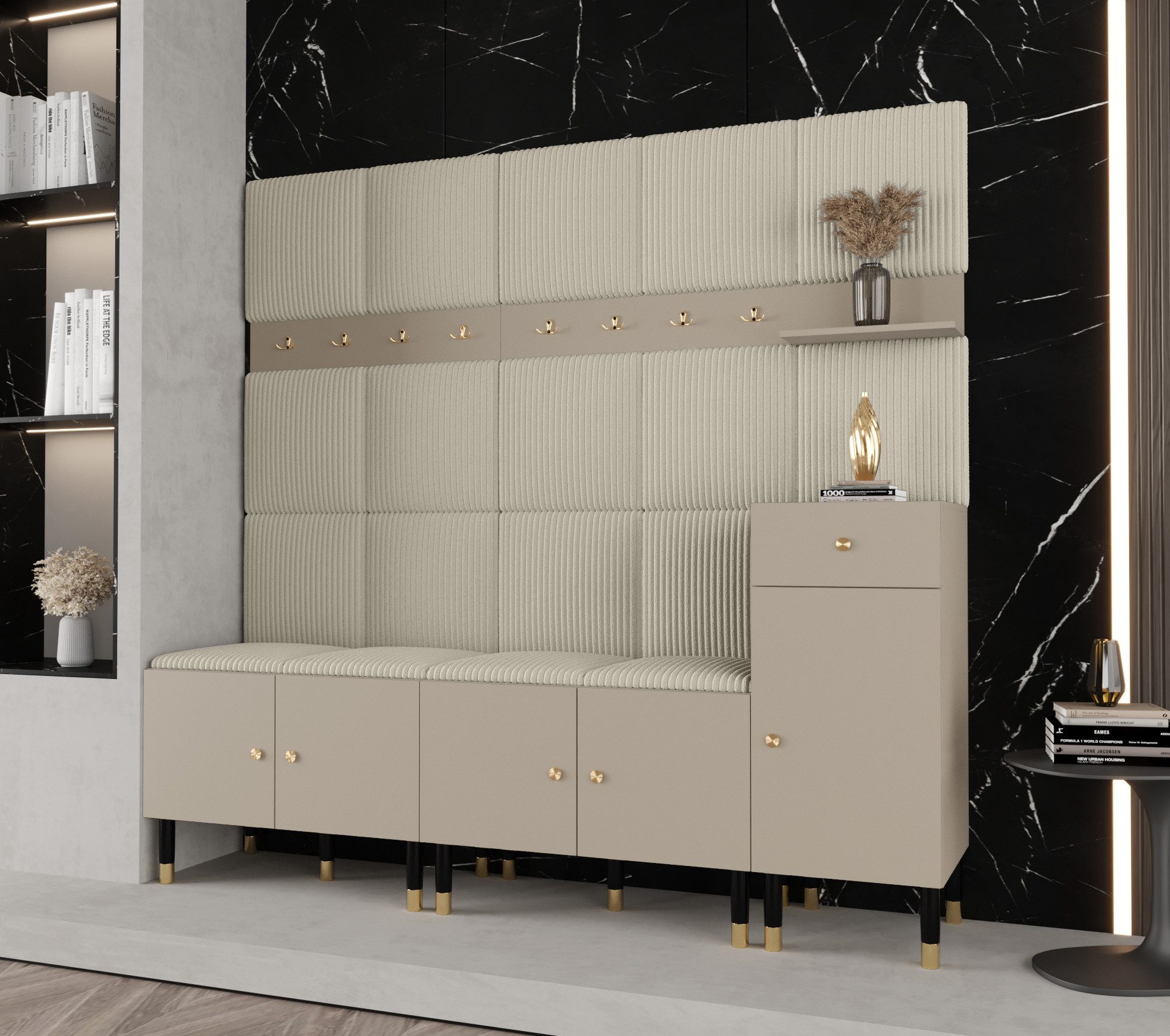 ABIKS MÖBEL Kompaktgarderobe PALERMO Set 8 Garderobe mit gepolsterten Paneelen, Industriell Design