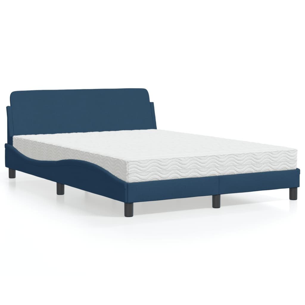 vidaXL Bett mit Matratze Blau 140x190 cm Stoff Modell 12009065 günstig online kaufen