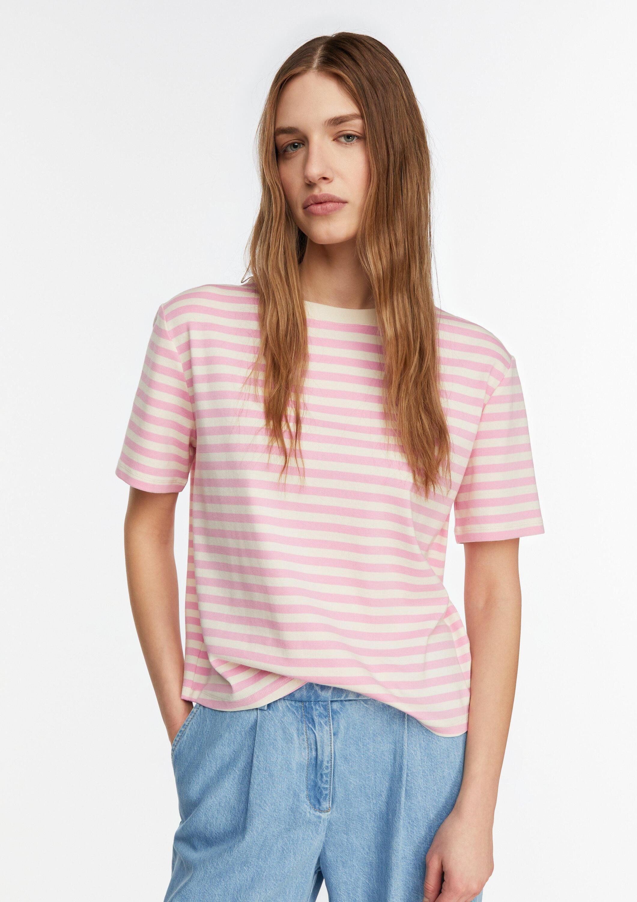 comma Kurzarmshirt T-Shirt Streifenshirt im Regular Fit