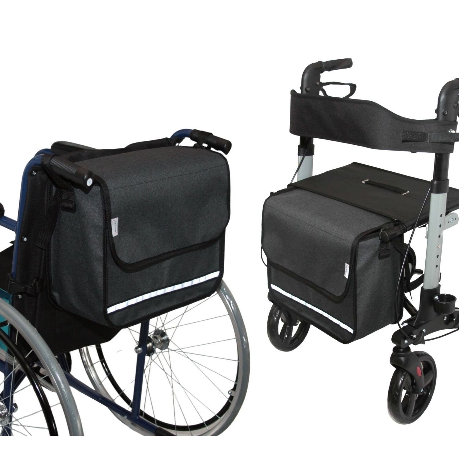 Seniori Aufbewahrungstasche SENIORI Rollator / Rollstuhl Tasche Rollatortasche Rollstuhltasche, 3. Grau_Classic