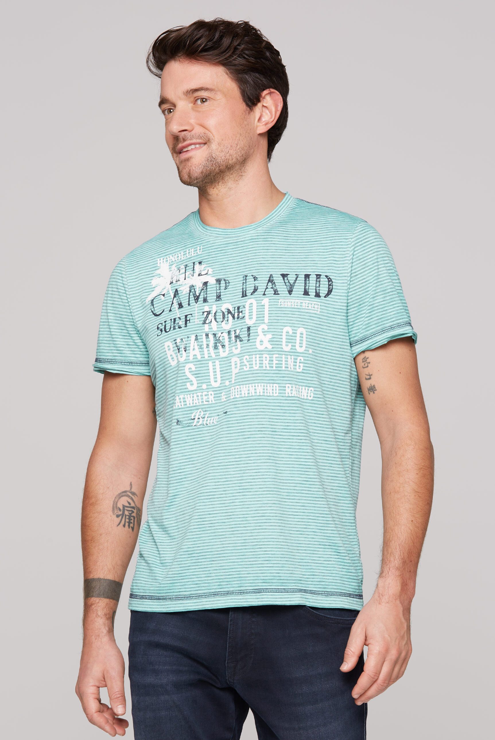 CAMP DAVID Rundhalsshirt mit Ausbrenner-Effekten günstig online kaufen