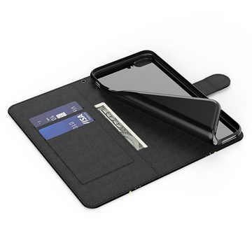 CLM-Tech Handytasche Hülle für Xiaomi Redmi Note 12 Pro 5G Tasche aus Kunstleder Klapphülle (Wolf blau schwarz, Handyhülle Wallet Flip Case Cover Etui), Standfunktion, Kartenfächer, Magnetverschluss