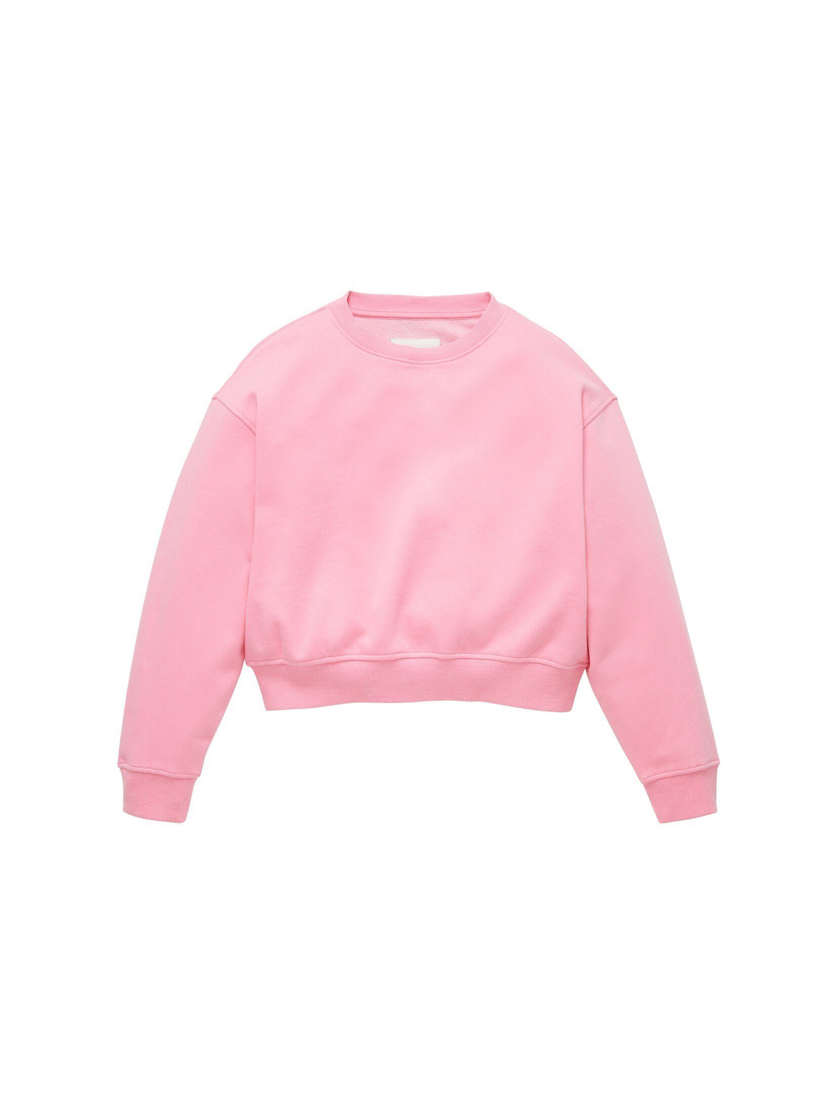 TOM TAILOR Sweatjacke Cropped Sweatshirt sunrise pink
