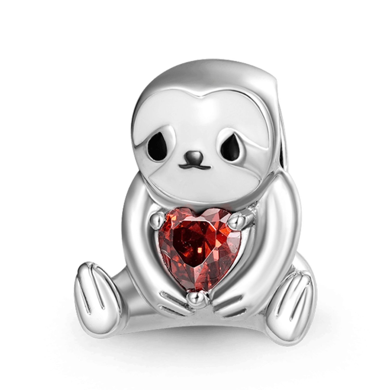 Bead Gnoce Charm Faultier mit Herz GFC009 Silber