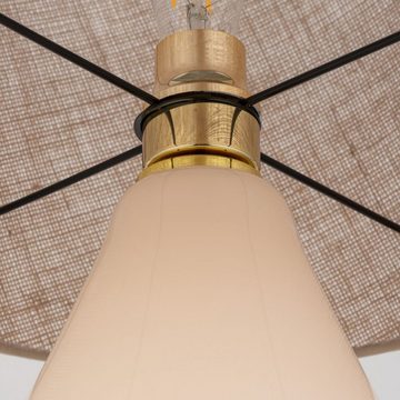 Licht-Erlebnisse Nachttischlampe RIKA, ohne Leuchtmittel, Nachttischleuchte Braun Creme Glas 67 cm hoch E27 Tischleuchte
