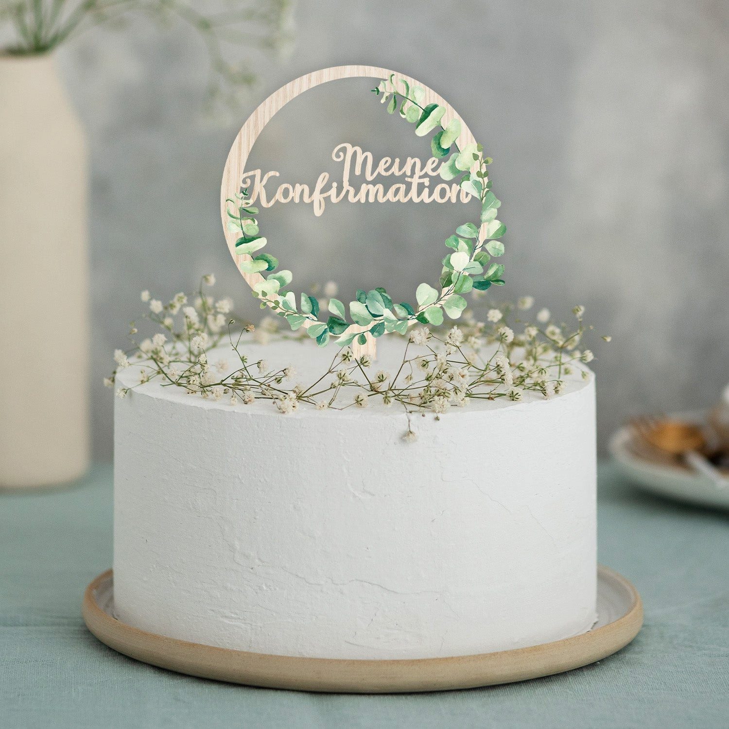 Logbuch-Verlag Dekofigur Tortendeko Konfirmation Caketopper Kuchenstecker Eukalyptus für Junge