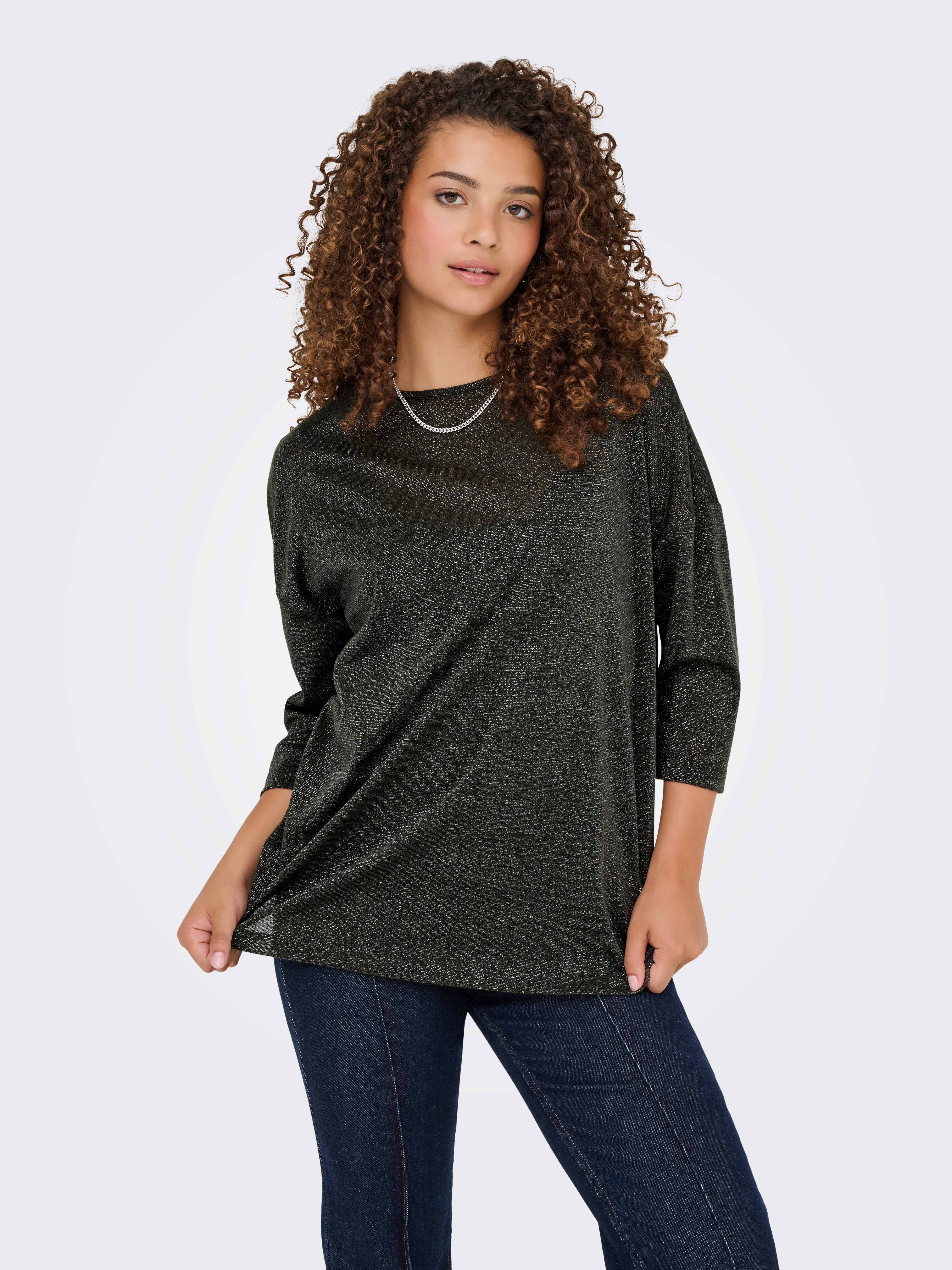 ONLY 3/4-Arm-Shirt ONLSILVERY GLAMOUR LUREX 3/4 TOP JRS mit Glitzer-Effekt günstig online kaufen