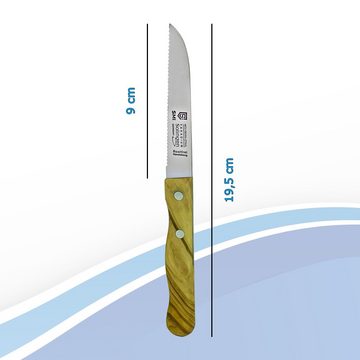 SMI Tomatenmesser 2-tlg Solingen Küchenmesser Schälmesser Tomatenmesser Obstmesser Holz, Wellenschliff und gebogen