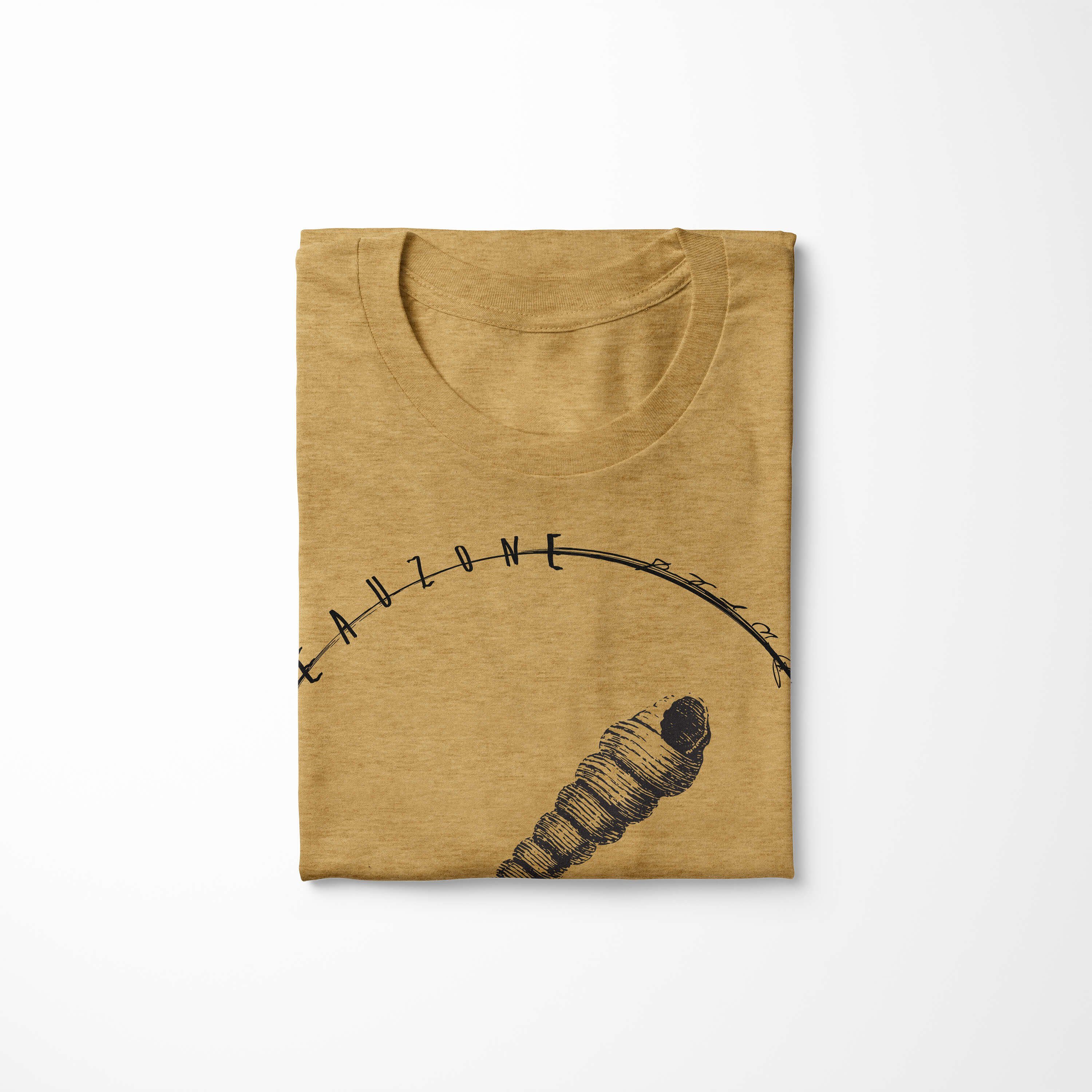 Sinus Art Tiefsee T-Shirt sportlicher T-Shirt Antique feine Sea Schnitt Creatures, Struktur und 011 Fische - / Serie: Sea Gold