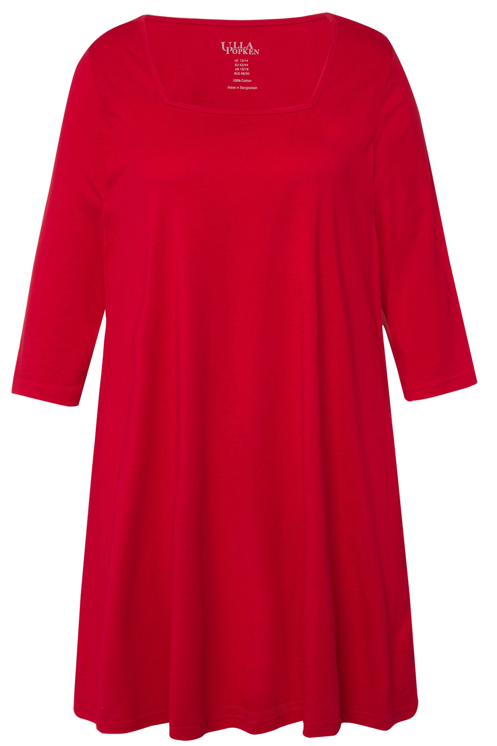 Ulla Popken Longshirt Longshirt A-Linie Carré-Ausschnitt günstig online kaufen