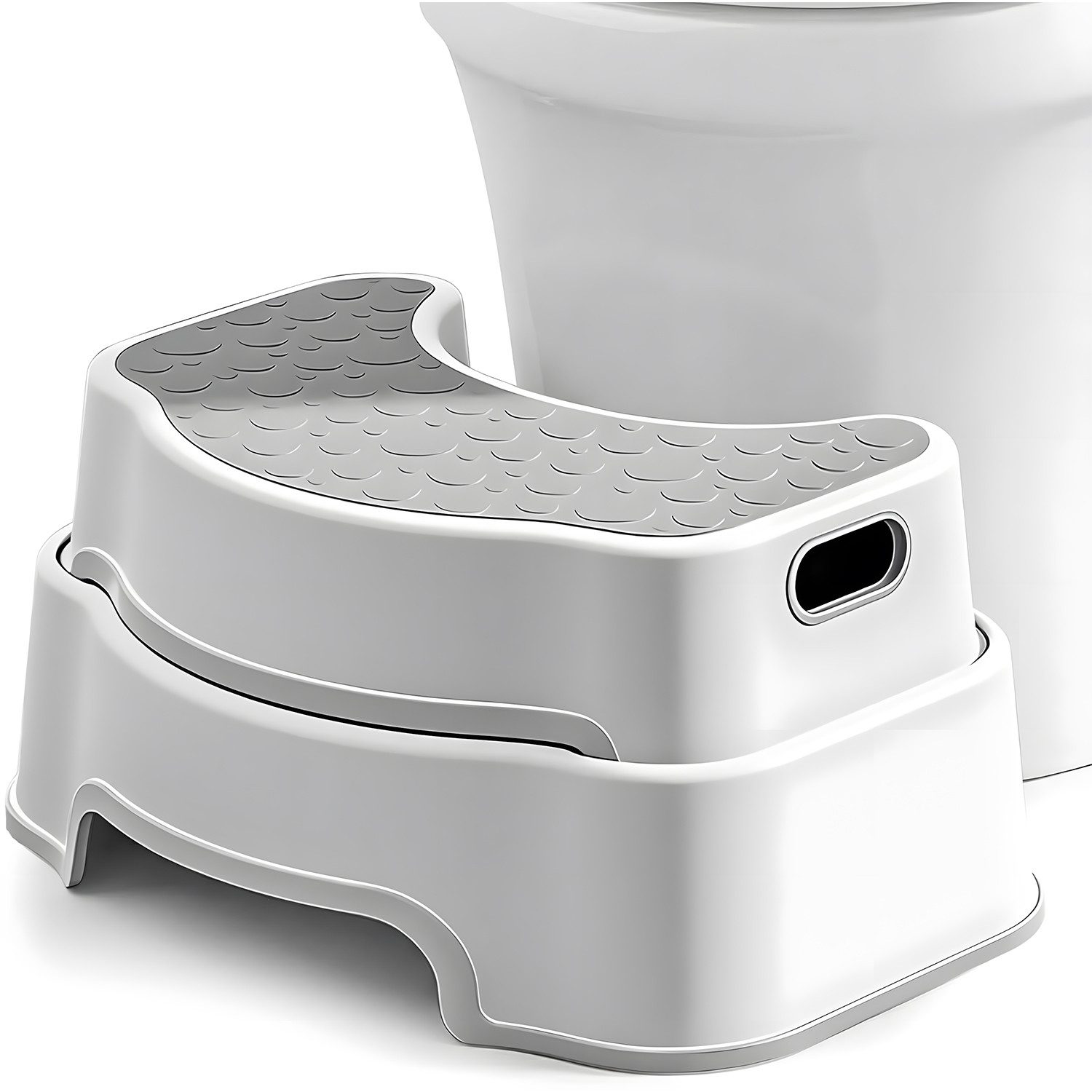 HEYHIPPO Tritthocker Toilettenhocker,43×25,9×20,7cm, PP,rutschfest,für Kinder & Erwachsene (Fußhocker für Toilette – rutschfest, belastbar bis 75 kg, vielseitig), Tritthocker für WC & Waschbecken –180°‑drehbar,Kompakt & platzsparend