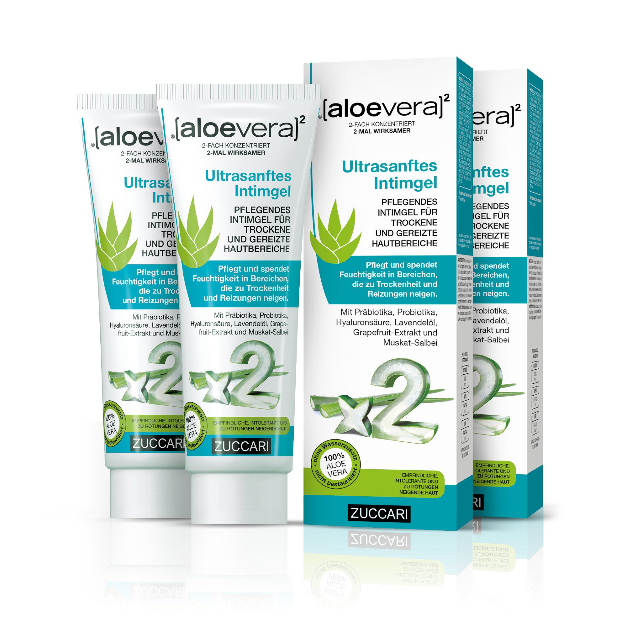 [aloevera]2 Intimpflege [aloevera]2 Intimgel mit Hyaluronsäure von Zuccari 2x80ml bei scheidentrockenheit, Menopause (Wechseljahre), Scheidenflora & Gleitgel