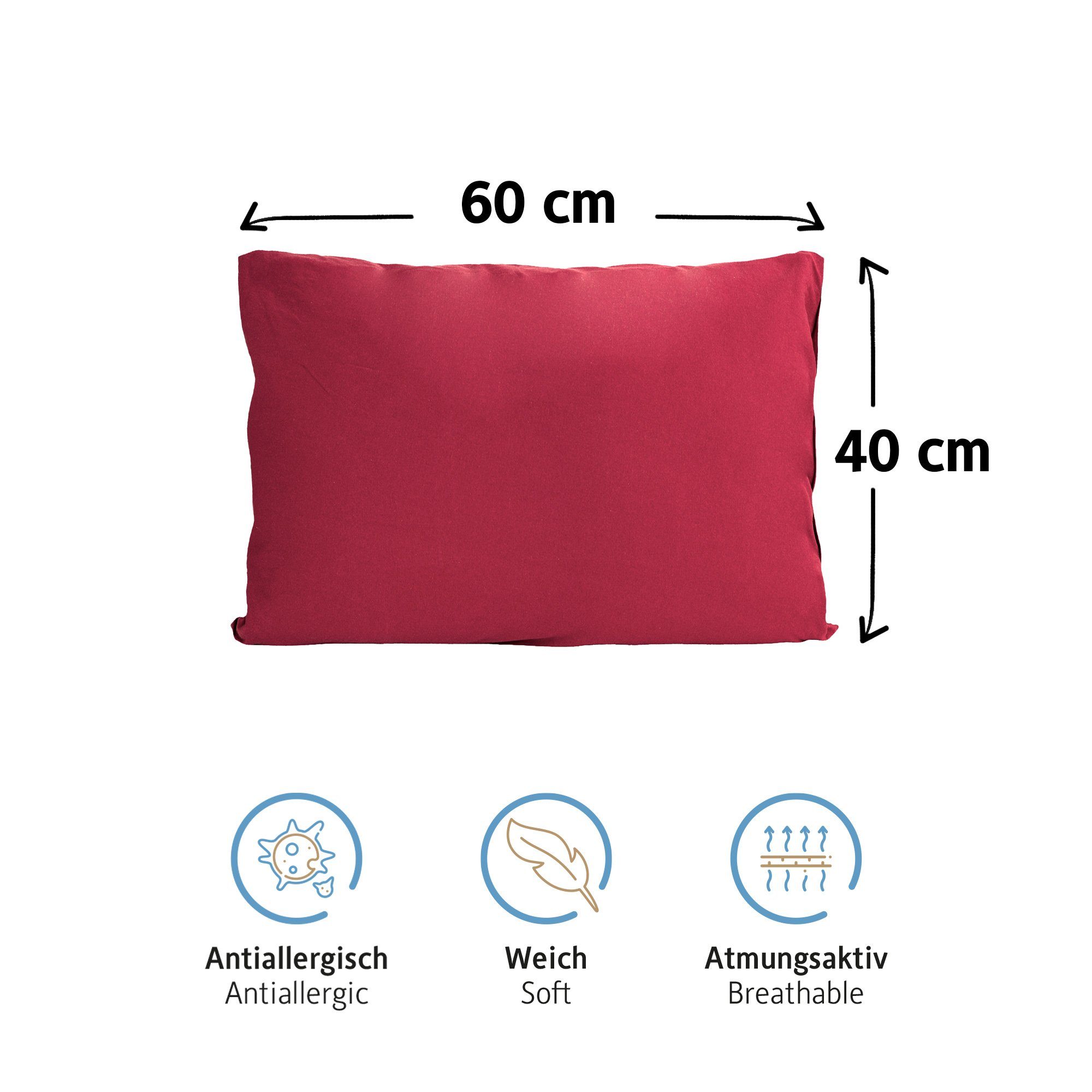 Komfortec Kissenbezug 100% Baumwolle, 150 g/m², (2 Stück), 40 x 60 cm, Kissenhülle, Superweicher Premium Jersey Kopfkissenbezug – Bild 3 von 5
